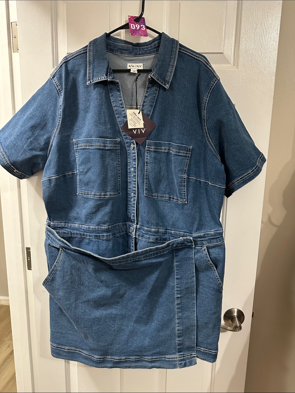 Ava & Viv Blue Short-Sleeve Denim Button-Front Shirt